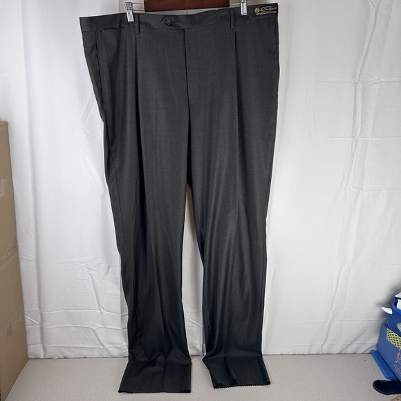 Daniel Cremieux Pants Mens 42R‎ Brown Wool Loro Piana Flat Front Unhemmed Dress